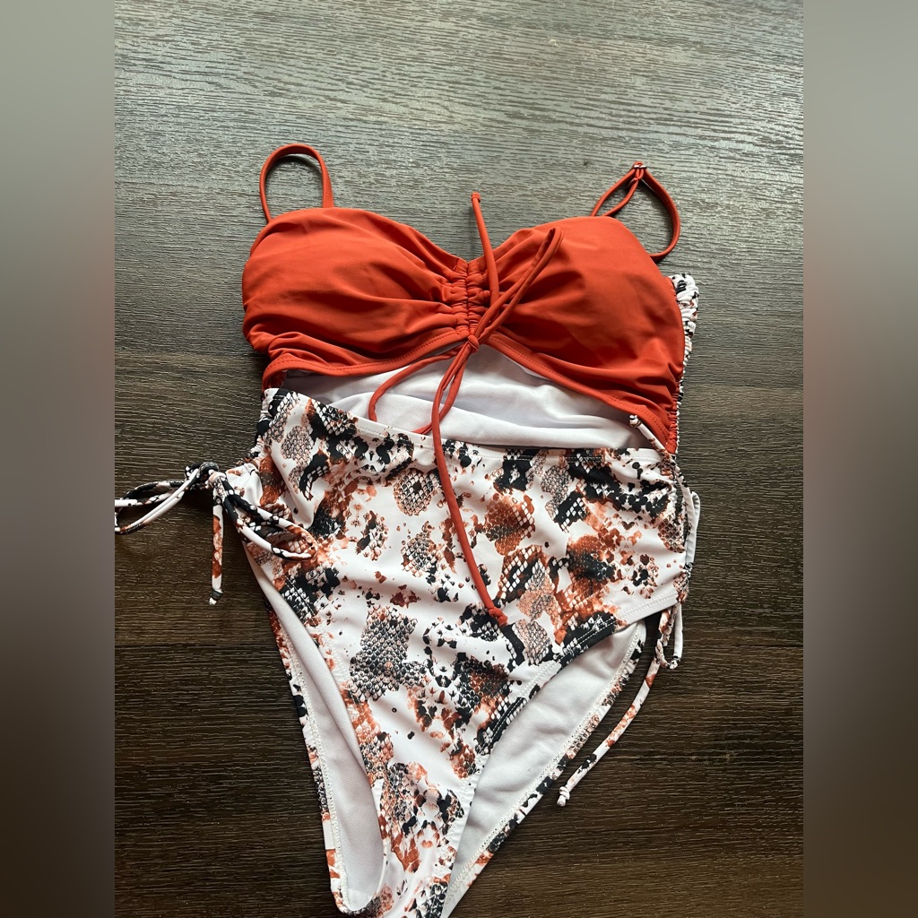 Women’s Burnt Orange Snakeskin Swimsuit